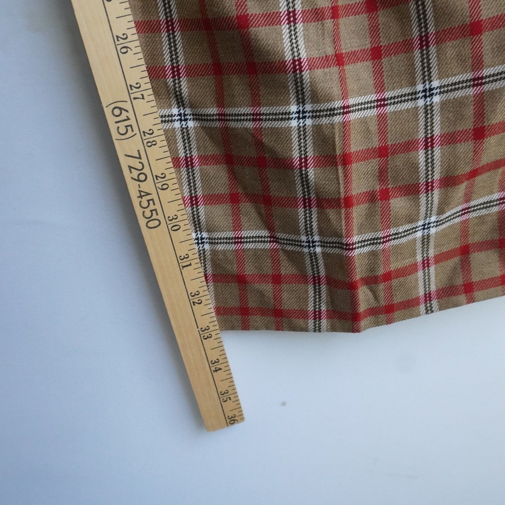 VTG Smokey Joe Pleated Plaid Trousers 40 Tan Orange Red Straight Leg Pants - Picture 9 of 12